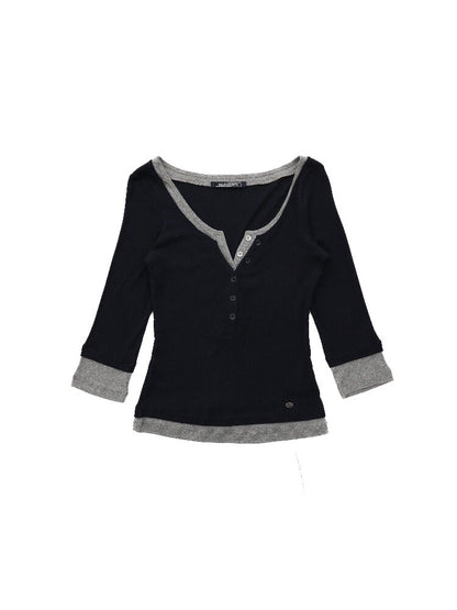 Two Piece Contrasting Henry Top【s0000016112】