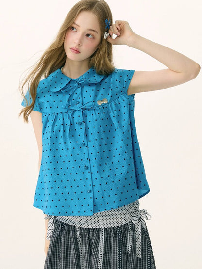 Doll Collar Bow Polka Dot Shirt【s0000016851】