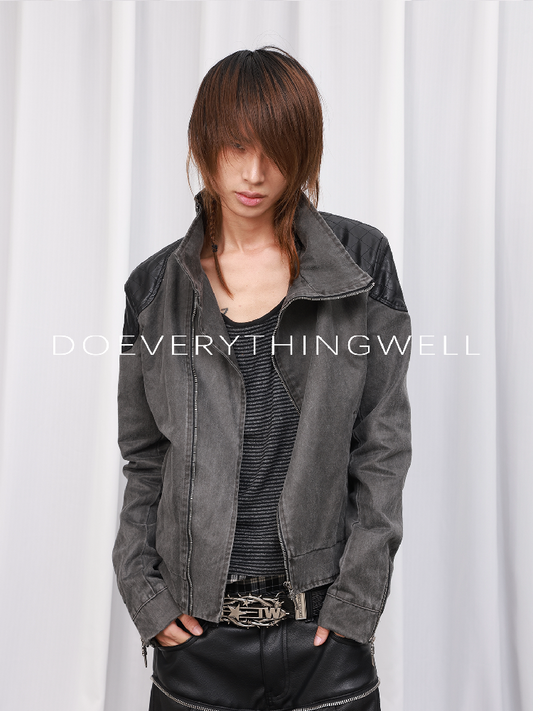 Washed Leather Diamond Pattern Jacket【s0000019122】