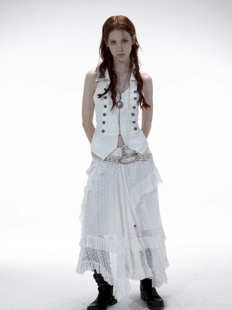 Slim-fit Waist-cinching Zipper Lapel Vest【s0000012707】