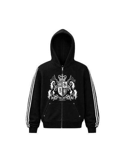 Striped Embroidered Zipper Hoodie【s0000018570】
