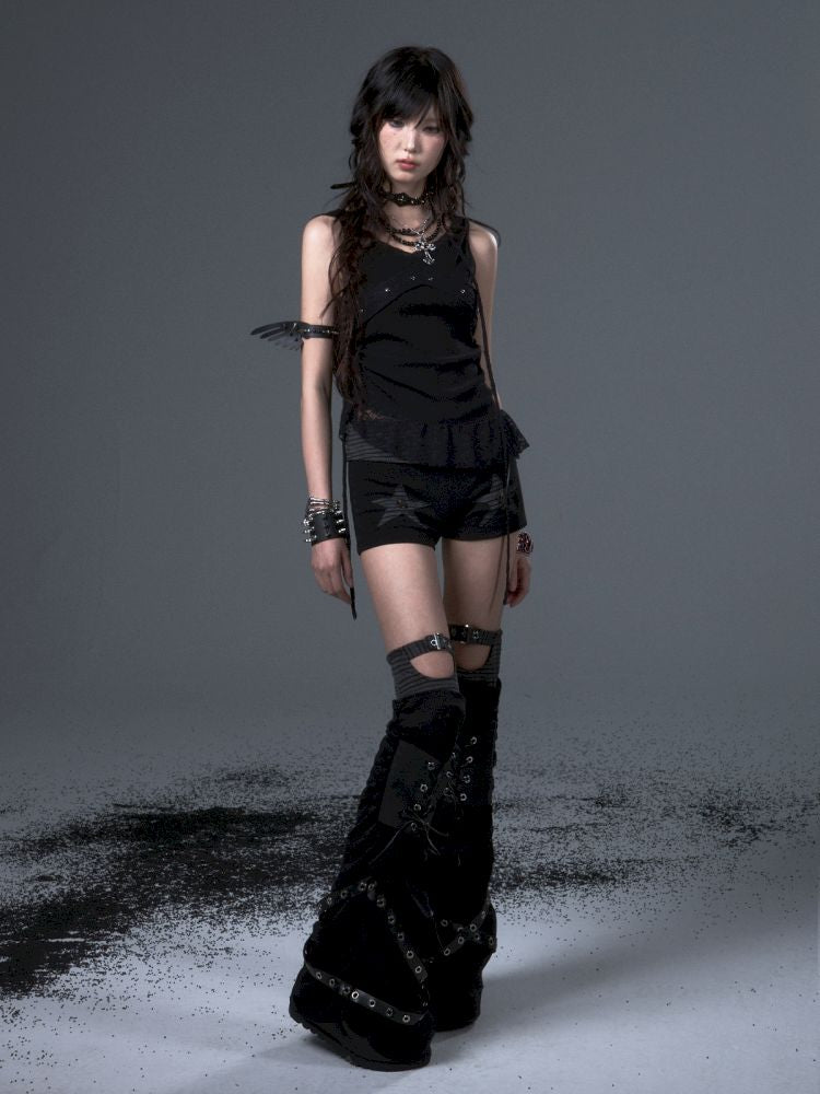 Lace Hooded Sleeveless Tank Top【s0000012339】