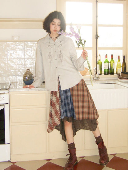 Elastic Plaid Irregular Spliced Skirt【s0000015462】