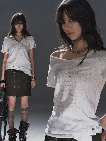 Silver Print Raglan Short T Shirt【s0000016241】