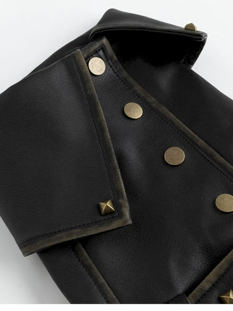 Faded Button Leather Leg Covers【s0000013963】