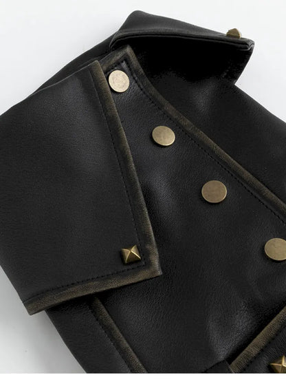 Faded Button Leather Leg Covers【s0000013963】