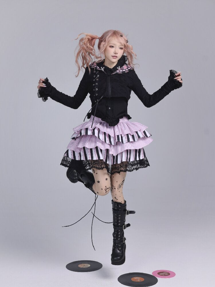 Striped Note Element Puffy Skirt【s0000016225】