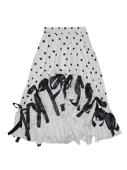 Asymmetric Bow Midi Skirt【s0000014525】