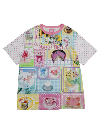 Cake Dessert Printed Loose T Shirt【s0000017455】
