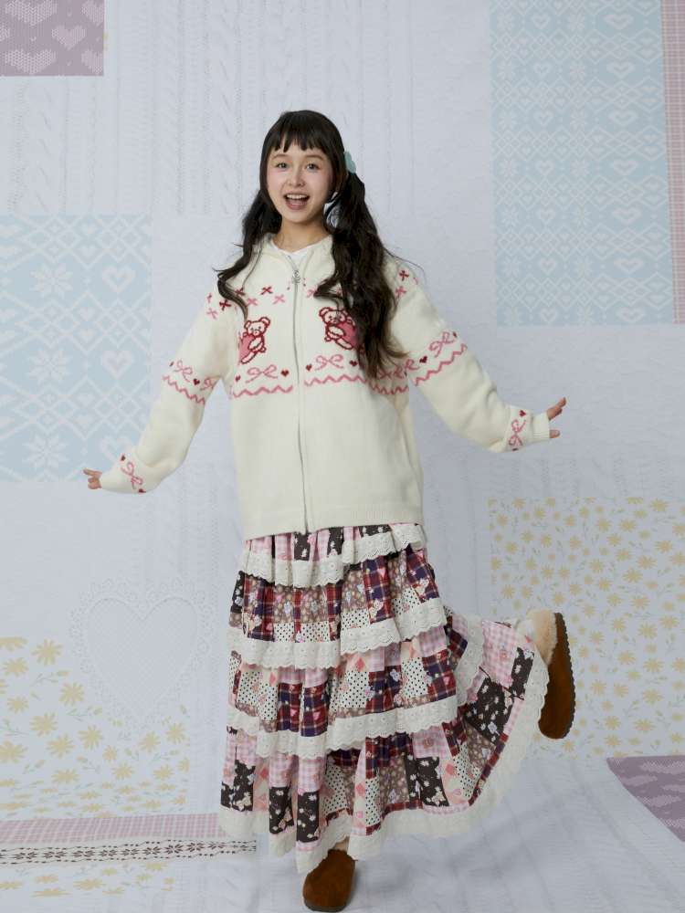 Winter Lace Print Splicing Skirt【s0000015033】