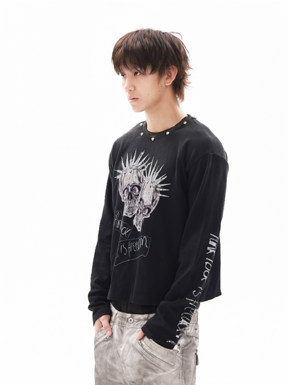 Rock Slogan Skull Sweatshirt【s0000018324】