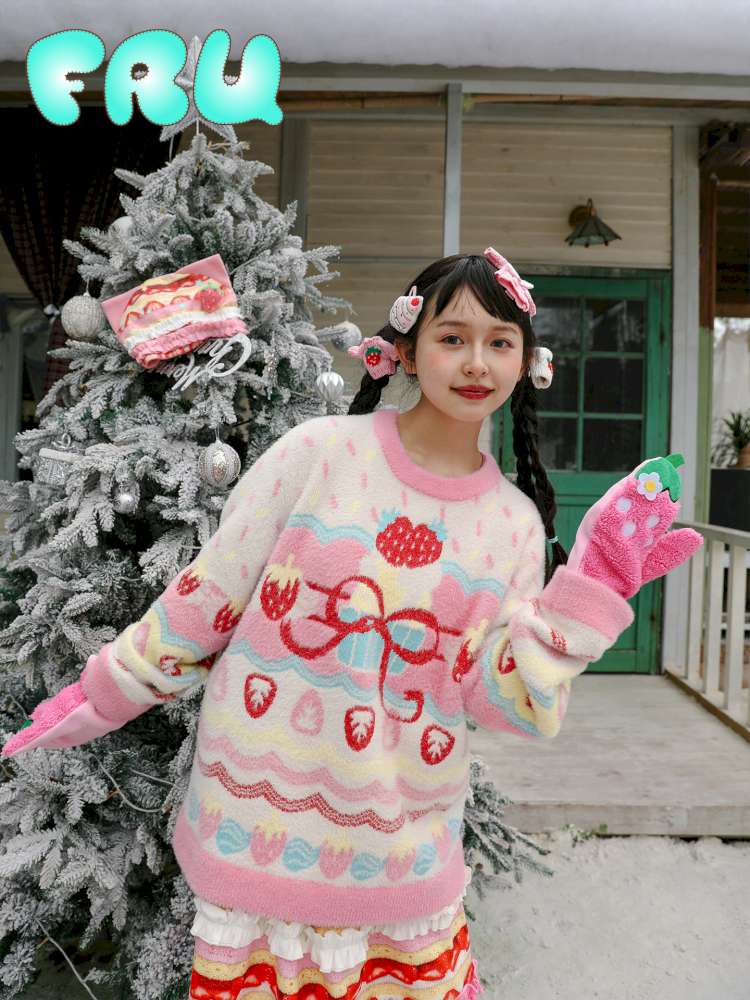 Pink Mink Hair Strawberry Sweater【s0000015103】