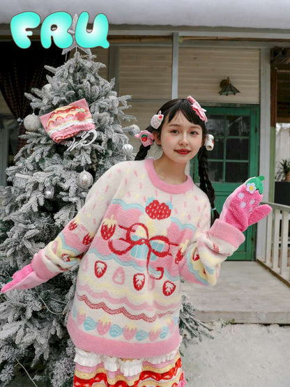 Pink Mink Hair Strawberry Sweater【s0000015103】