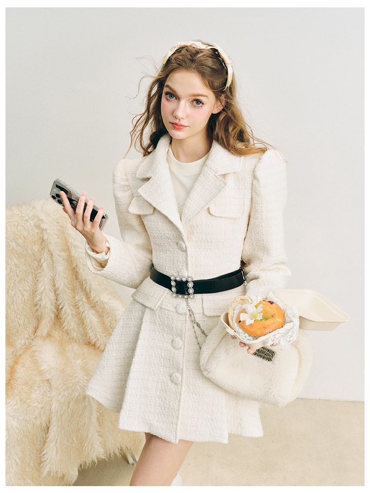 Pleated Waisted Tweed Jacket【s0000005281】