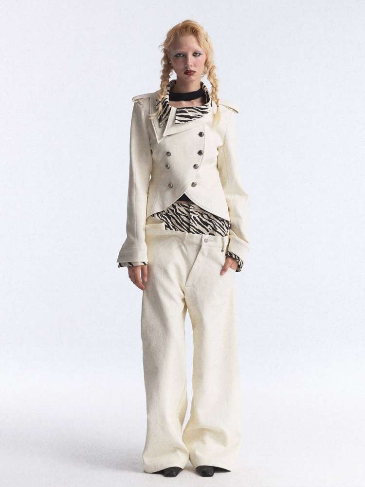 Irregular Zebra Wide Leather Pant【s0000015392】