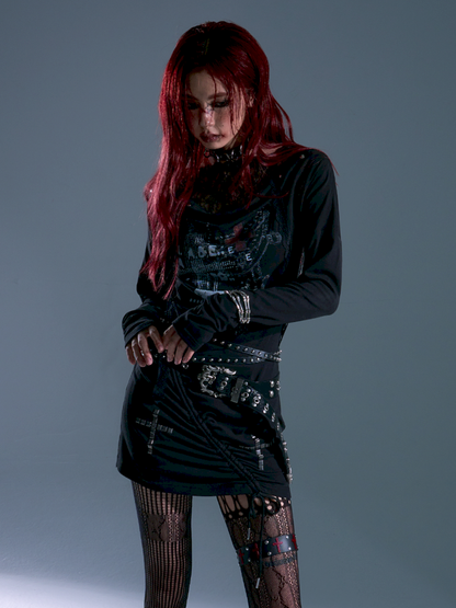 Printed Long Sleeve Knit Dress【s0000013690】