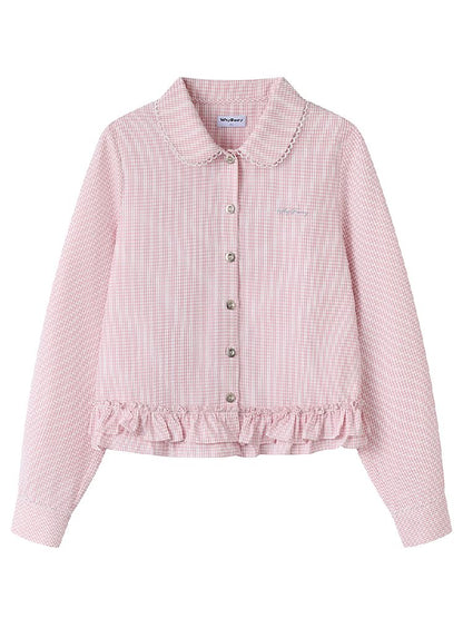 Doll Collar Solid Color Bow Flutter Shirt【s0000011963】