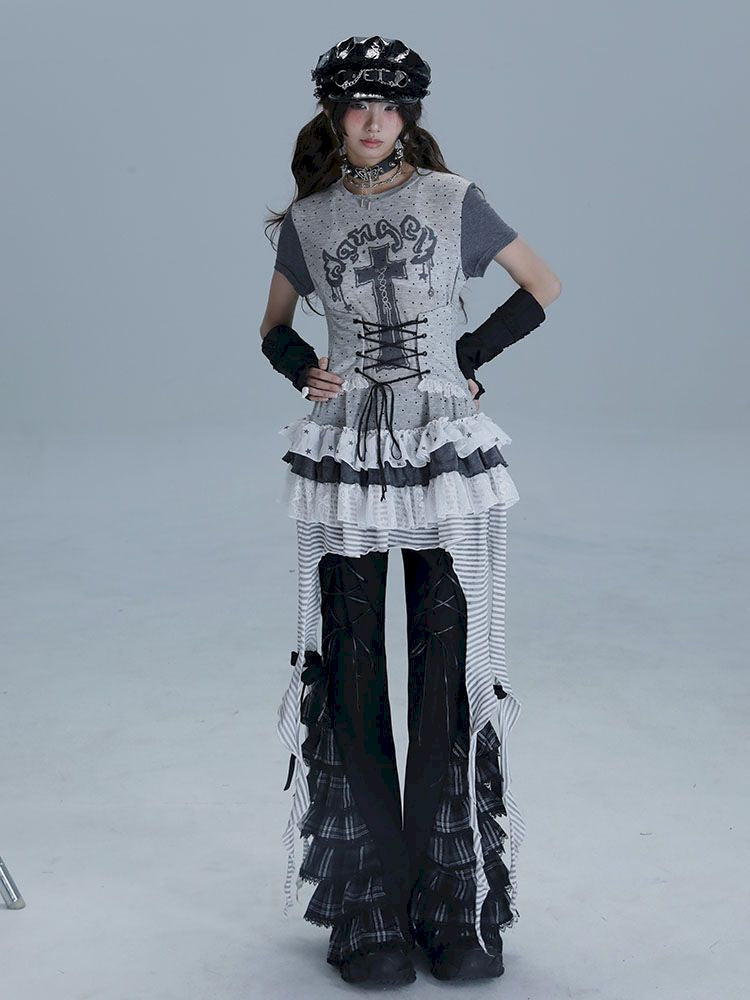 Irregular Lace Skirt Long Tee【s0000013485】