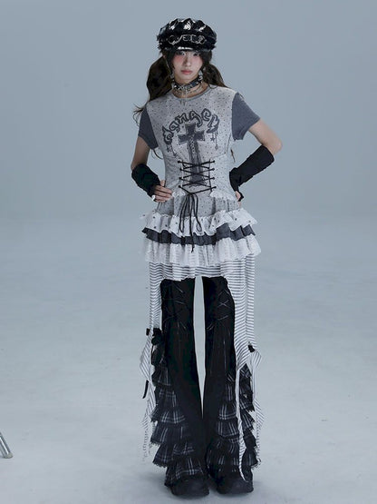 Irregular Lace Skirt Long Tee【s0000013485】
