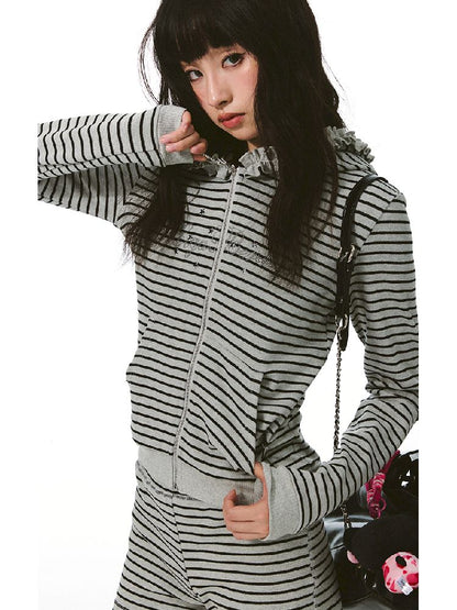 Striped Hooded Sweatshirt【s0000011417】