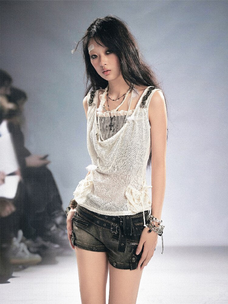 Sequin Studded Checkered Vest【s0000016216】