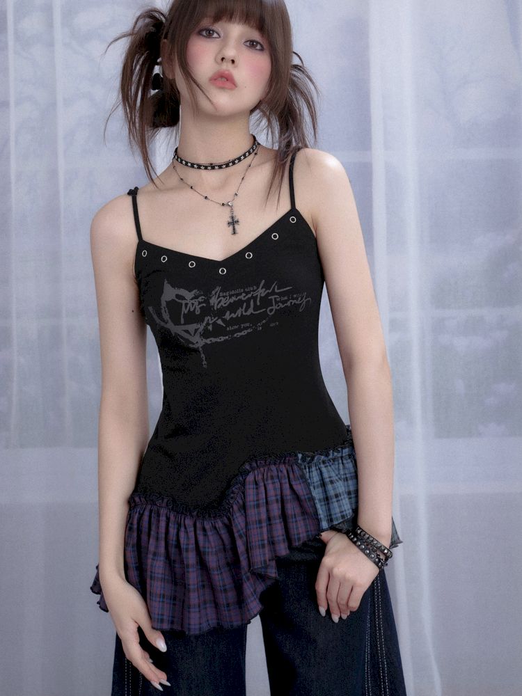 Plaid Irregular Halter Dress【s0000013365】