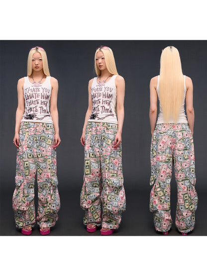 Money Print Multi Pocket Wide Pants【s0000017033】