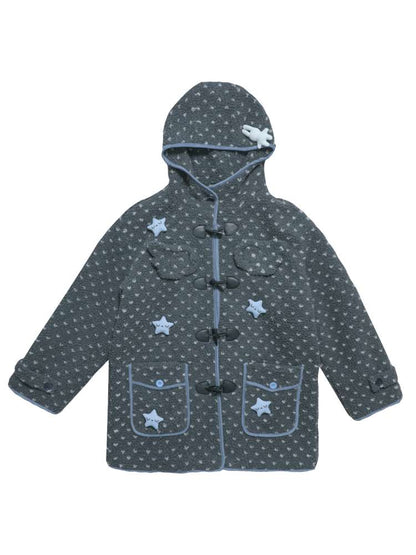 Old-fashioned Gray Horn Buckle Hooded Jacket【s0000014699】