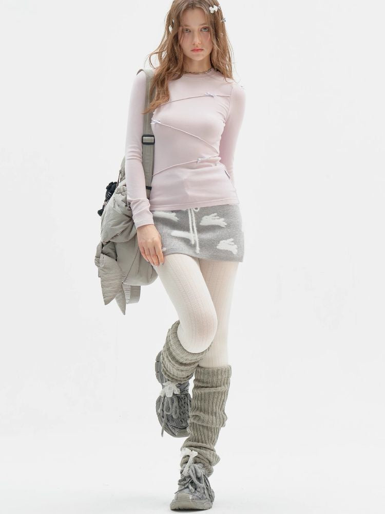 Structure Bow Long Sleeve Top【s0000011522】