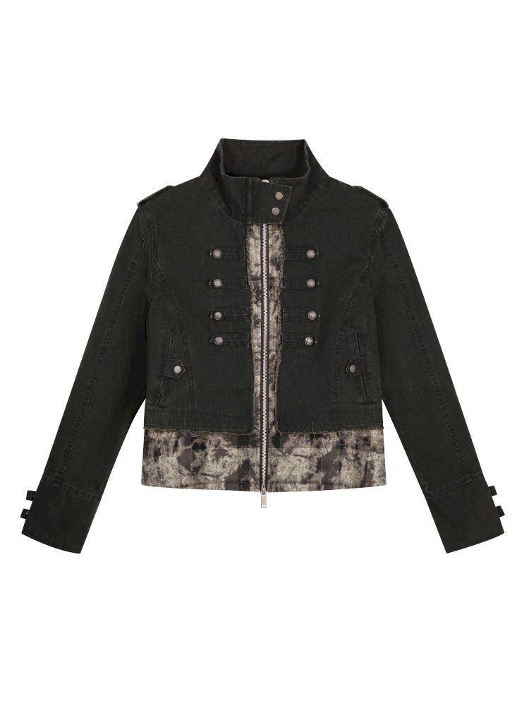 Standing collar zipper positive shoulder jacket【s0000013891】