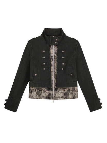 Standing collar zipper positive shoulder jacket【s0000013891】