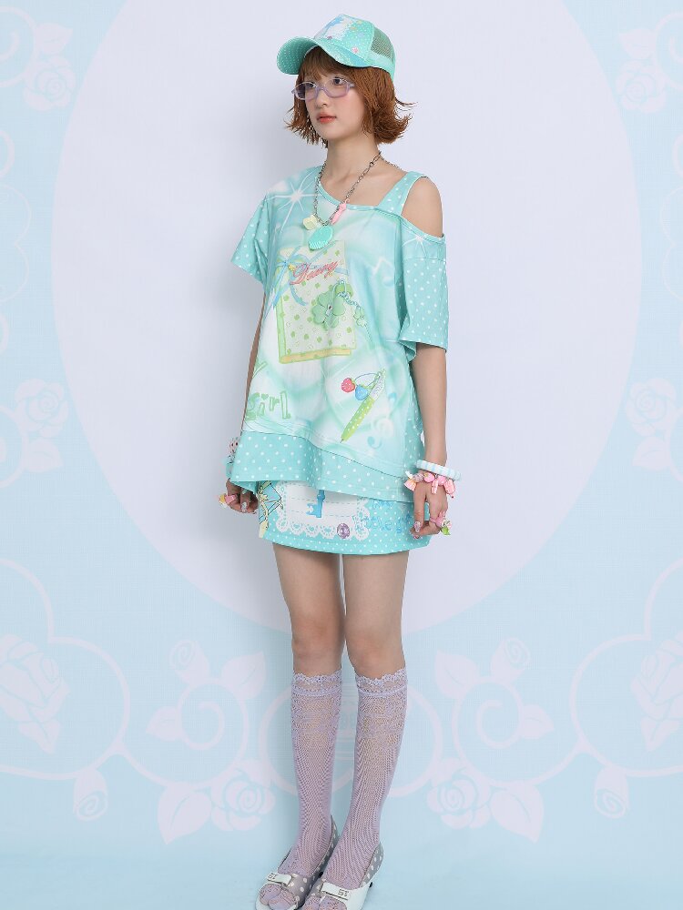 Lucky Clover Mint Shoulder T Shirt【s0000017454】