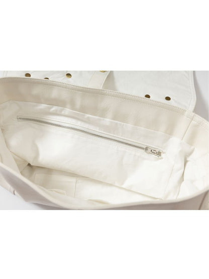 Gold foil print heavy-duty leather shoulder bag【s0000012778】