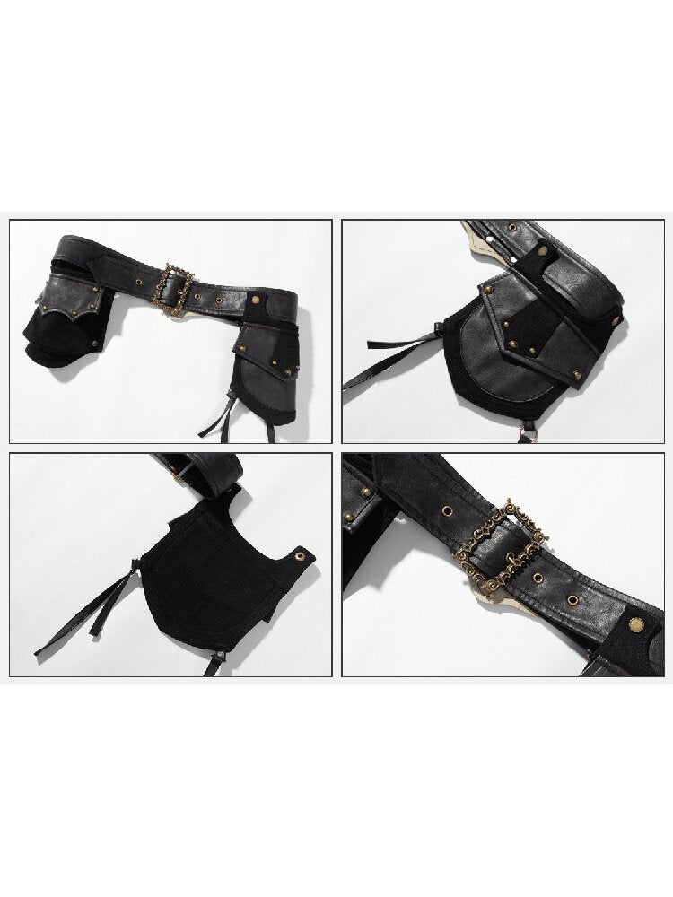 Black Eco Leather Asymmetric Belt【s0000016247】