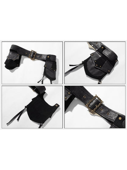 Black Eco Leather Asymmetric Belt【s0000016247】