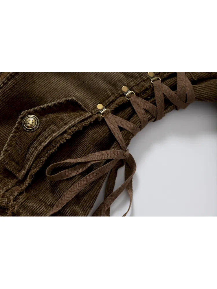 Corduroy Detachable Slim-Fit Hooded Jacket【s0000013952】