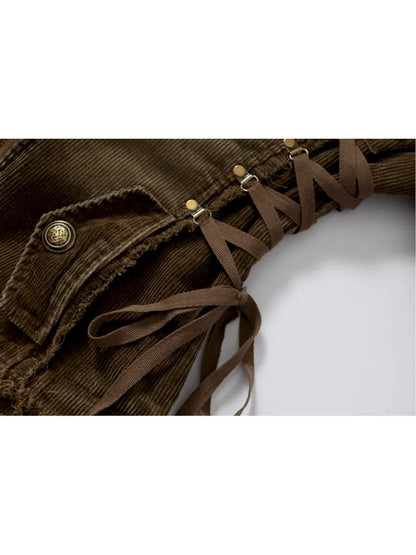 Corduroy Detachable Slim-Fit Hooded Jacket【s0000013952】