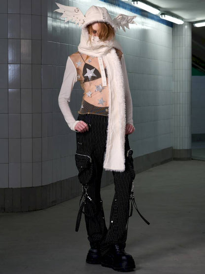 Mesh-Panel Long-Sleeve Top【s0000014416】