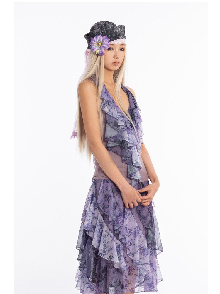 Vintage Pattern Ruffle Camisole【s0000018060】