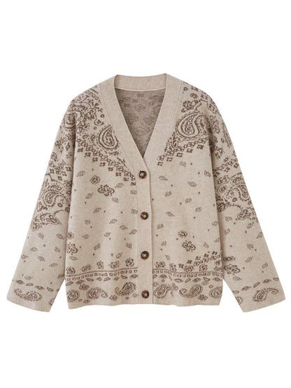 Button-Front Jacquard Knit Cardigan【s0000014394】