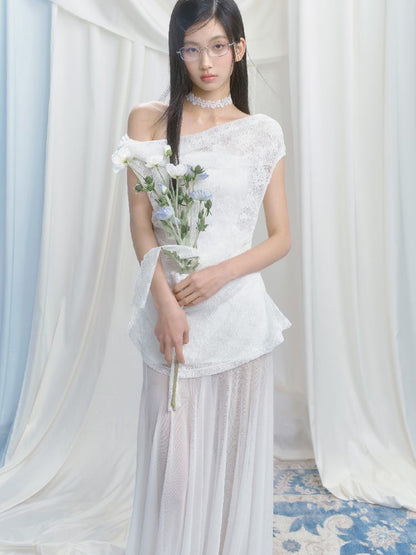 French lace pressed pleated dress【s0000012147】
