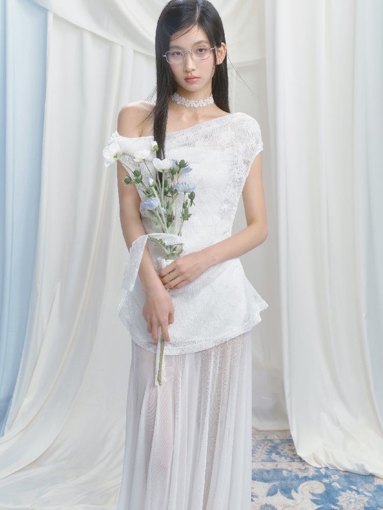 Tansparent a-line tulle dress【s0000012149】