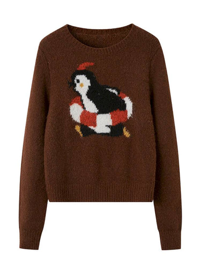 Penguin Jacquard Crewneck Knit Sweater【s0000014396】