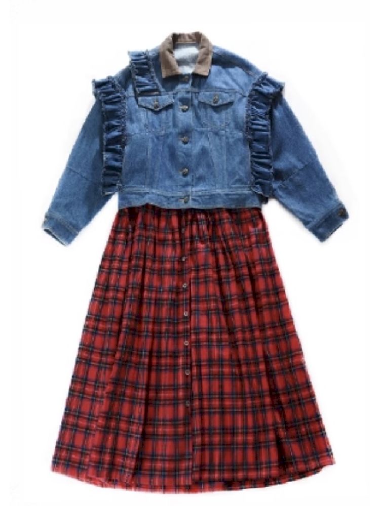 Plaid Denim Loose Trench Coat【s0000011319】