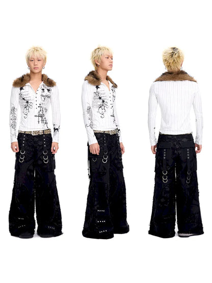 Fur Collar Long-Sleeve Polo Shirt【s0000014091】