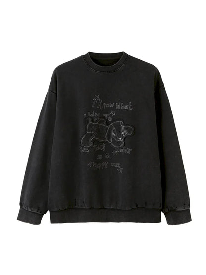 Oversized Long-Sleeve Pullover Sweatshirt【s0000014050】