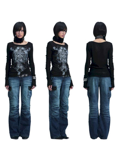 Two Tone Stretch Cross Rivet Top【s0000015010】