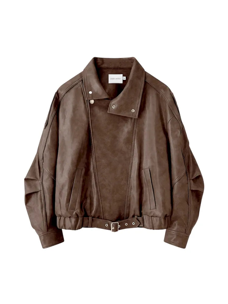 Oversized Short-Length Leather Jacket【s0000014053】