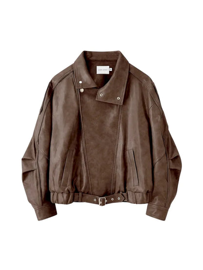 Oversized Short-Length Leather Jacket【s0000014053】