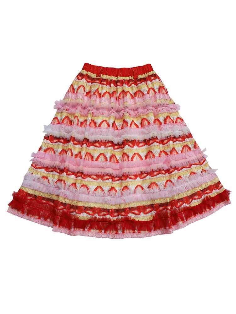 Cake Print Lace Midi Skirt【s0000017763】